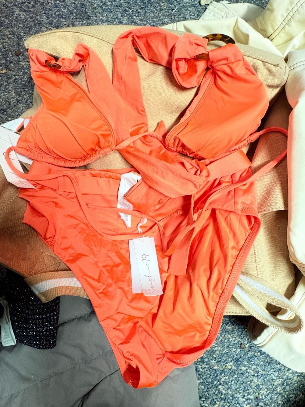 Unk Coral Orange Women's Two-Piece Bikini Set